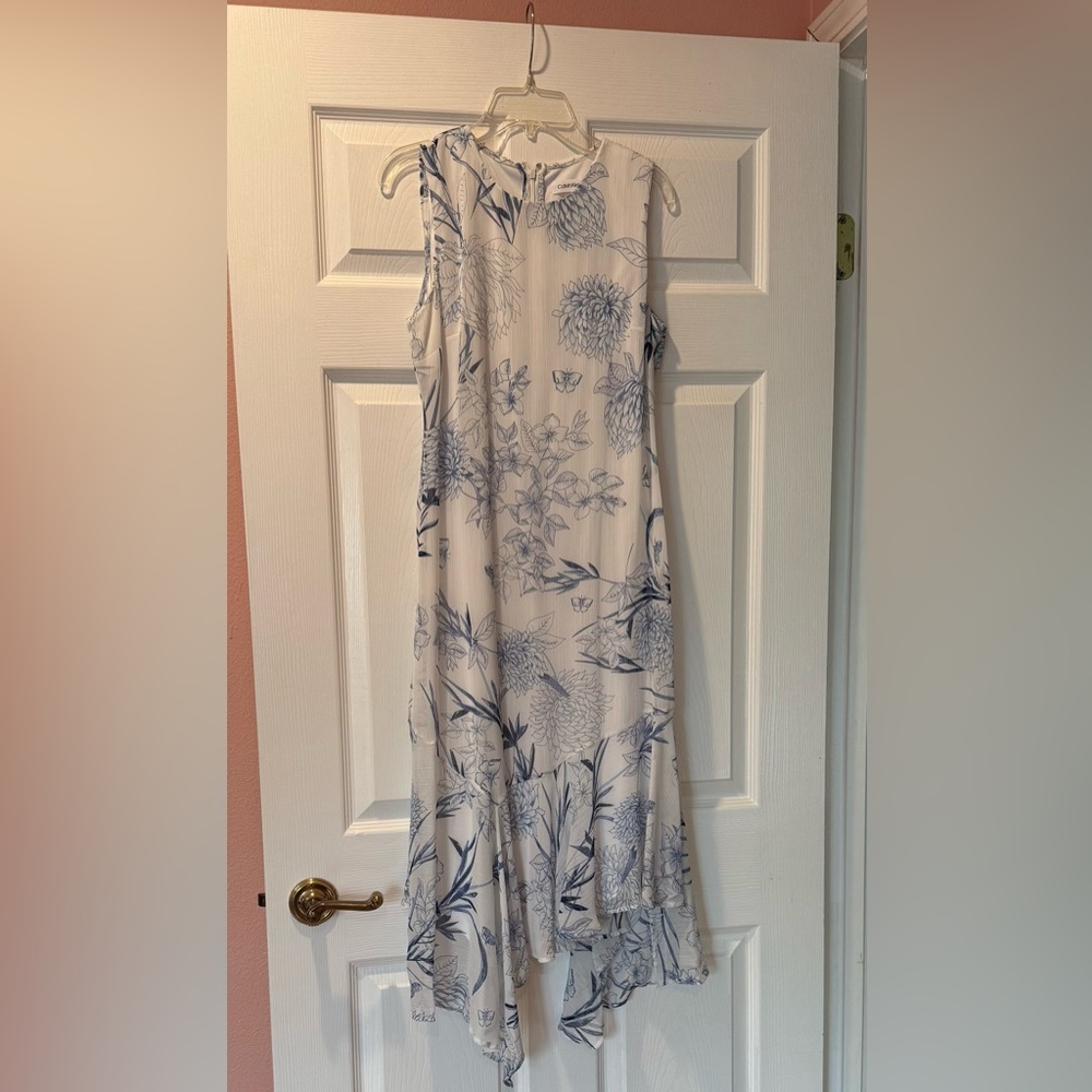Calvin Klein white and blue Sleeveless Sundress